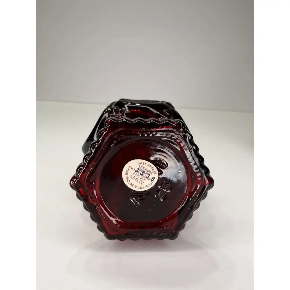 1970's Vintage Avon Cape Cod Charisma Cologne Ruby Red Glass Salt Pepper Shakers